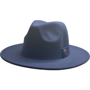 Kışlık Kaşe Keçe Fedora, Erkek Kadın Fötr Şapka, Kovboy Şapka - Lacivert
