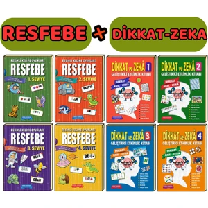 Gönül Yayıncılık Resfebe ve Dikkat Zeka Seti (Seviye 1,2,3,4) tam 8 kitap (Ciltli)