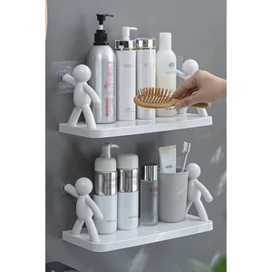 Tineke 3 Lü Banyo Mutfak Organizer Şampuan Kozmetik Baharat Kavanoz Düzenleyici Yapışkanlı Raf Çöp Adam