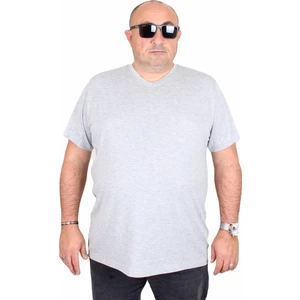Moc Grande Erkek Büyük Beden Likralı Basic V Yaka Tişört 11170 Grı Melanj