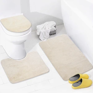 Bonny Home 3'lü Unicolor Vizon Kaymaz Taban Banyo Paspası & Halısı Seti