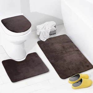 Bonny Home 3'lü Unicolor Kahverengi Kaymaz Taban Banyo Paspası & Halısı Seti