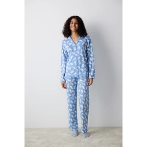 Winter Bear Mavi Gömlek Pantolon Pijama Takımı