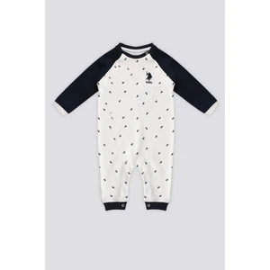 U.S. Polo Assn. Krem Kiraz Desen Çıtçıtlı Bebek Tulum