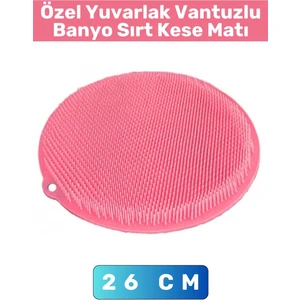 Özel Üretim Dayanıklı Esnek Masaj Etkili Sabitlenebilir Vantuzlu Yuvarlak Sırt Ayak Banyo Kese Matı