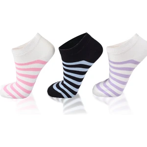 1050 Çizgili 3'lü Çorap Pembe-Mavi-Lila