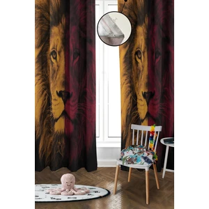 Doruklar Home Collection Dijital Baskı Yıkanabilir Aslan Desenli 2 Kanat Bebek ve Çocuk Odası Fon Perdesi