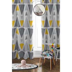 Doruklar Home Collection Dijital Baskı Yıkanabilir Üçgenler Desenli 2 Kanat Bebek ve Çocuk Odası Fon Perdesi