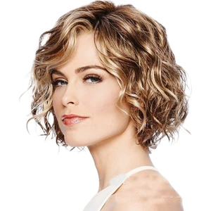 Avrupa ve Amerikalı Kadın Peruk Dış Ticaret Orta Parçalı Kısa Kıvırcık Saç Karışık Renkli Peruk Kabarık Kısa Kıvırcık Saç Cos Tam Baş Peruk (Yurt Dışından)
