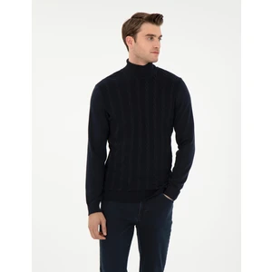 Pierre Cardin Erkek Lacivert Slim Fit Balıkçı Yaka Triko Kazak 50300500-VR033