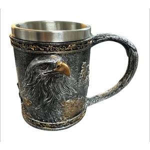 Çift Taraflı Kartal Figürlü Çelik Kupa