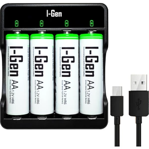 I-Gen Batteries I-Gen G427 4'lü Pil Şarj Aleti + 4 Adet AA 2700 mAh Kalem Pilli Set 1.2V Ni-MH
