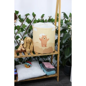 Prendi Home Küçük Ayı Baskılı Fileli Oyuncak Çamaşı Kirli Düzenleyici Sepet 37  x  40