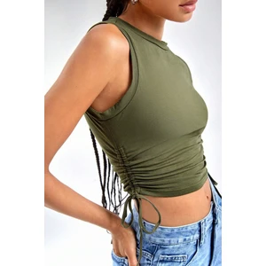 Merry See Yanları Büzgülü Kolsuz Bluz Crop Top Atlet
