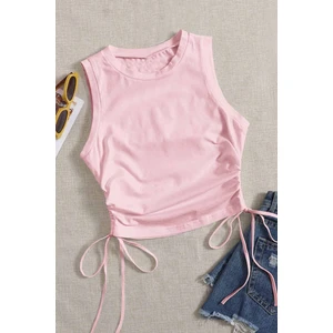 Merry See Yanları Büzgülü Kolsuz Bluz Crop Top Atlet