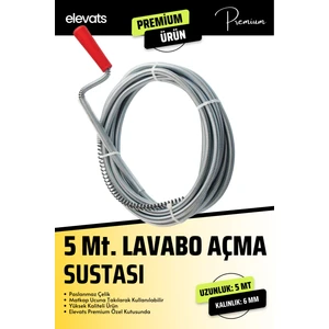 Premium 5 Mt. Lavabo Açma Sustası Lavabo Açma Teli Kalınlık: 6 mm