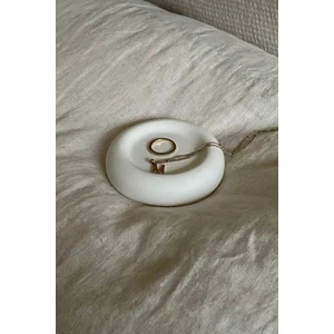 Mandalin Art Studio Dekoratif Yuvarlak 2’li Beton Tabak, Yüzüklük | Beyaz