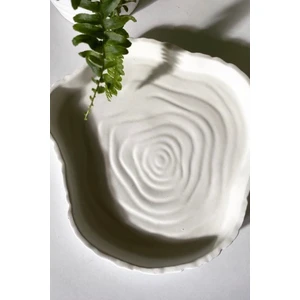 Mandalin Art Studio Dekoratif Şekilli Beton Tabak | Beyaz