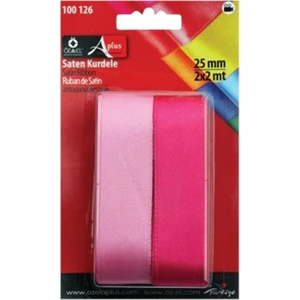 Özel Lastik Fuşya ve Pembe Saten Kurdele 2,5  cm  2 2 mt 100 126