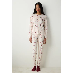 Cozy Fuzzy Bej Pantolon Pijama Takımı