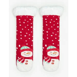 Unisex Snowman Kırmızı Soket Çorap