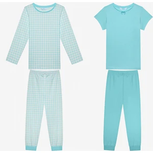 Pamuklu Kız Çocuk Bow 2li Çok Renkli Pijama Takımı