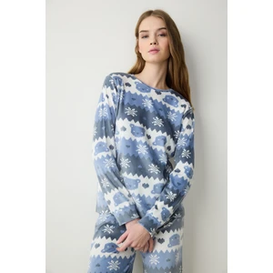 Snowflakes Fuzzy Çok Renkli Sweatshirt