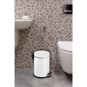 SAS Banyo Tuvalet Balkon Mutfak, Beyaz Renkli Pedallı Metal Çöp Kovası 3 Litre