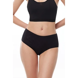 Kadın Siyah 6 Lı Paket %100 Pamuk Yüksek Bel Jakarlı Slip Külot 351