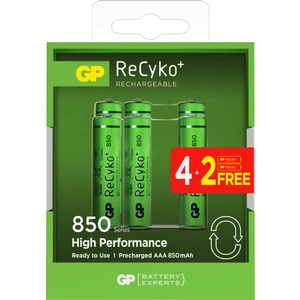 Gp AAA 850 mAh Şarjlı İnce Kalem Pil  4+2'li Paket Recyko HCH83BOK