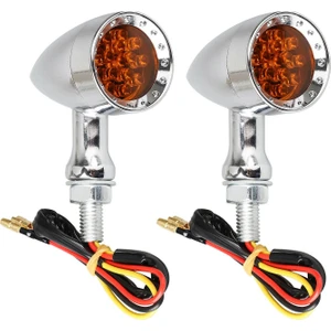 Dönüş Sinyal Lambası, 2 Adet Evrensel Amber Krom Motosiklet LED Dönüş Sinyal Lambası Fren Koşu Kuyruk, Gümüş (Yurt Dışından)