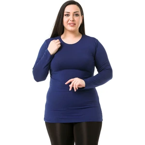 Disentis Modest Büyük Beden Bisiklet Yaka Uzun Kollu Viskon Siyah Body