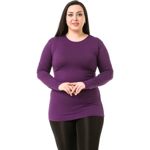 Disentis Modest Büyük Beden Bisiklet Yaka Uzun Kollu Viskon Siyah Body