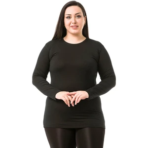 Disentis Modest Büyük Beden Bisiklet Yaka Uzun Kollu Viskon Siyah Body