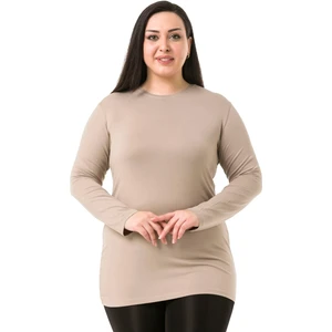 Disentis Modest Büyük Beden Bisiklet Yaka Uzun Kollu Viskon Siyah Body