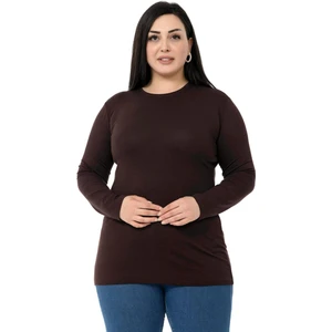 Disentis Modest Büyük Beden Bisiklet Yaka Uzun Kollu Viskon Siyah Body