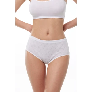 Kadın Beyaz 6 Lı Paket %100 Pamuk Yüksek Bel Jakarlı Slip Külot 351