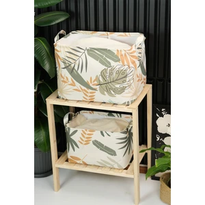 2'li Yaprak Desenli Banyo Çamaşır Oyuncak Dikdörtgen Dolap Içi Düzenleyici Saklama Kutusu Sepet