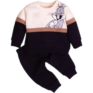 Chicsy Baby Pamuklu Bugs Bunny Baskılı Tatlı Unisex Bebek&Çocuk 2'Li Alt Üst Eşofman Takım
