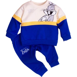 Chicsy Baby Pamuklu Bugs Bunny Baskılı Tatlı Unisex Bebek&Çocuk 2'Li Alt Üst Eşofman Takım