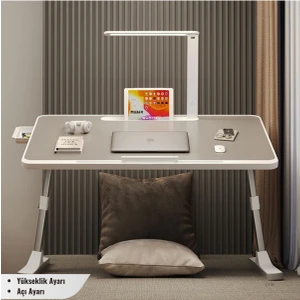 Ofis Fix Yükseklik ve Açı Ayarlı Laptop Sehpası | Katlanır Çalışma Masası | Çok Fonksiyonlu Yatak Sehpası N9 Gri