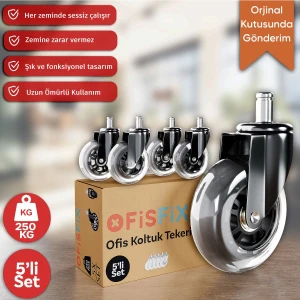 Ofis Fix 75mm Silikon Oyuncu Koltuğu Tekeri | Ofis Koltuk Tekeri | Ultra Sessiz Sandalye Tekeri