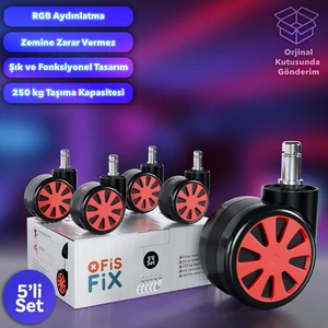 Ofis Fix 60mm Kırmızı Oyuncu Koltuğu Tekeri | Ofis Koltuk Tekeri | Ultra Sessiz Sandalye Tekeri