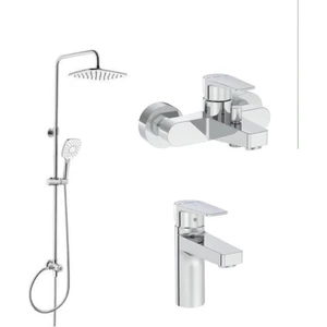Flow Square Krom Banyo Bataryası + Lavabo Bataryası + Artema LS20 Joy 3s Robot Tepe Duş Seti