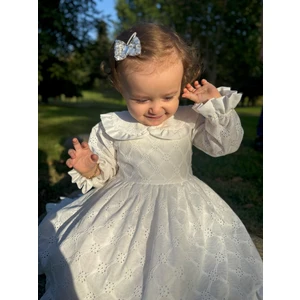 Kız Çocuk Bebek Güpürlü Bebe Yaka Doğum Günü Parti Düğün Özel Gün Tüllü Astarlı Prenses Abiye Elbise