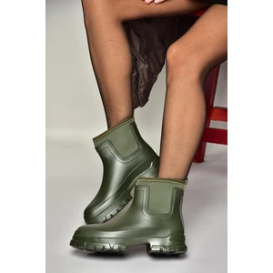 T858685409 Haki Kalın Tabanlı Yağmur Botu