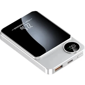 22.5W Magsafe Kablosuz ve Dijital Ekranlı Aı Çipli 5000MAH Powerbank Beyaz YK915