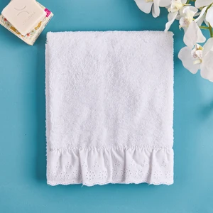 Soft Fırfırlı Yüz Havlusu - Beyaz - 50X90 cm