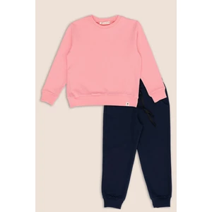 2'li Pembe Lacivert Sweatshirt Jogger Alt Üst Takım