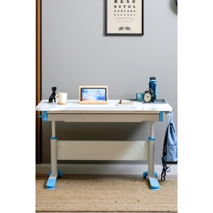 Creo Mobili Sirius Basic Öğrenci Ders Masası Çekmeceli ve Yükseklik Ayarlı Çalışma Masası - 120x75 Cm, Beyaz/Mavi